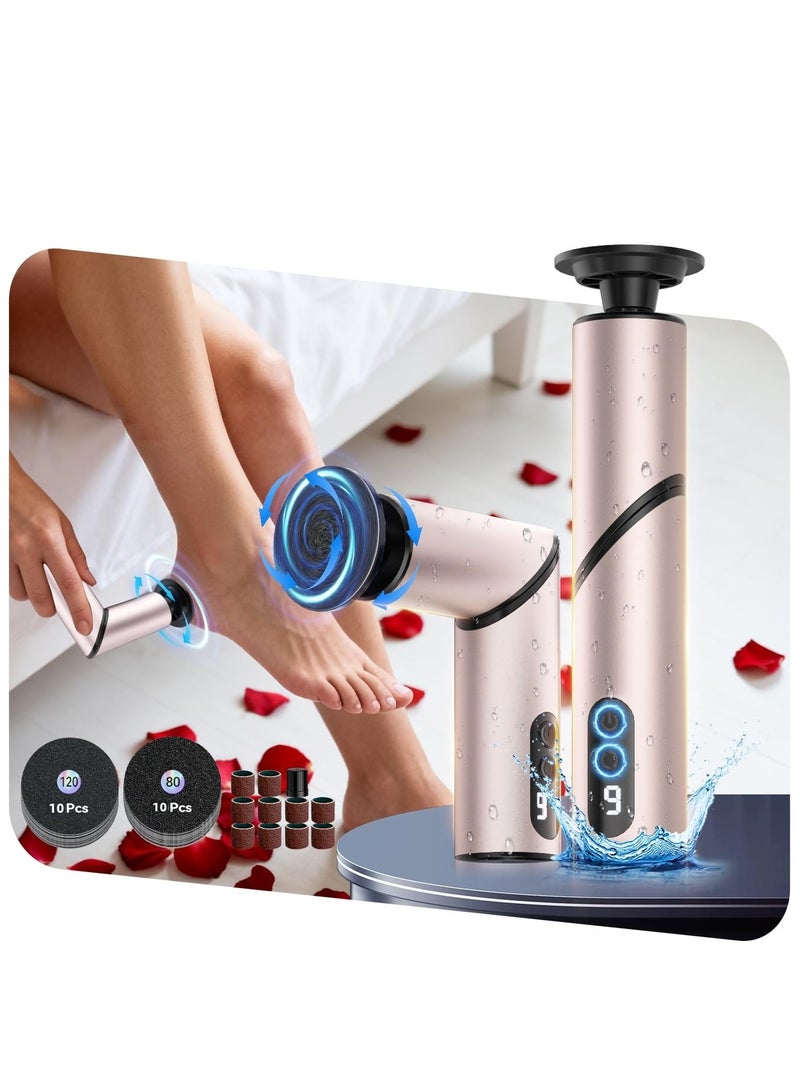 Zarra Traders Electric Callus Remover for Feet, Portable Foldable 5-in-1 Electric Foot File Pedicure Kit, Professional Dead Skin Remover Pedicure Machine for Heels & Foot Care – Pink - Image 1